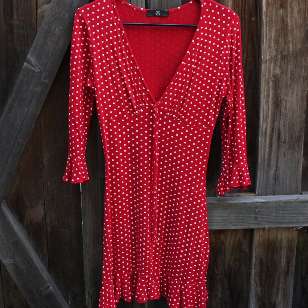 Misguided Red Polka Dot Dress